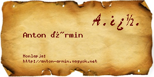 Anton Ármin névjegykártya